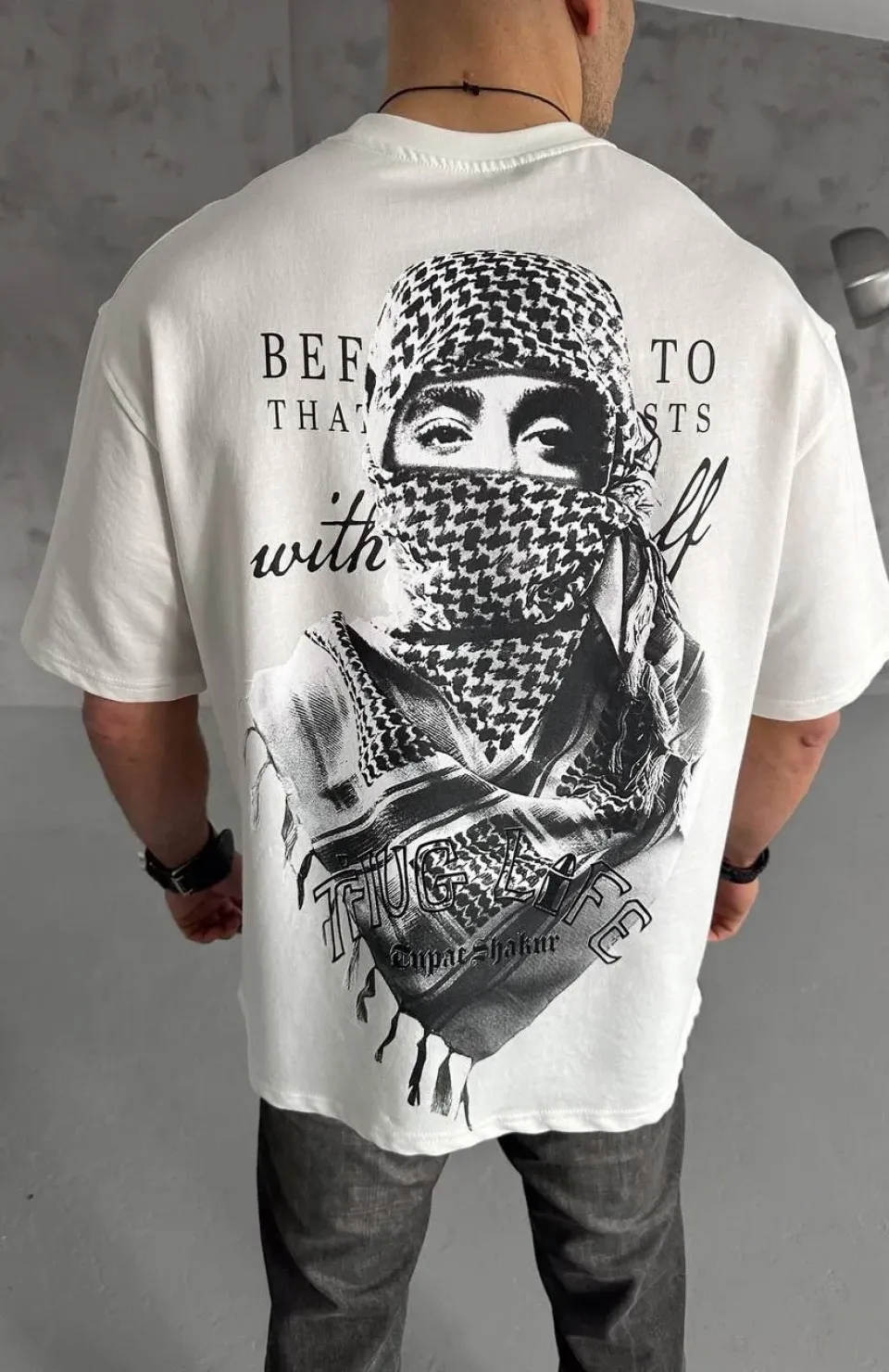 Unisex Baskılı Oversize T-Shirt - Beyaz Somersan Giyim | Kadın, Erkek ve Çocuk Moda