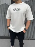 Unisex Baskılı Oversize T-Shirt - Beyaz Somersan Giyim | Kadın, Erkek ve Çocuk Moda