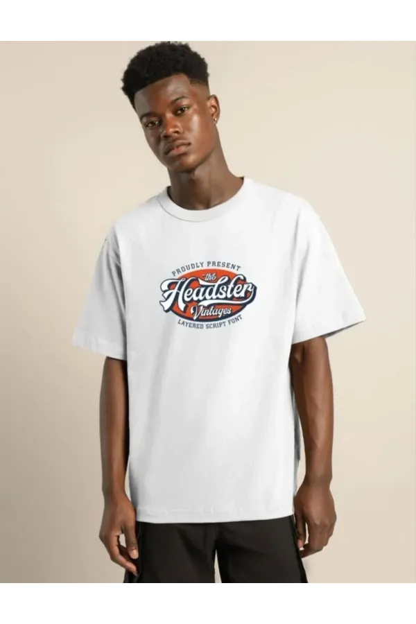 Unisex Baskılı Oversize T-Shirt - Beyaz
