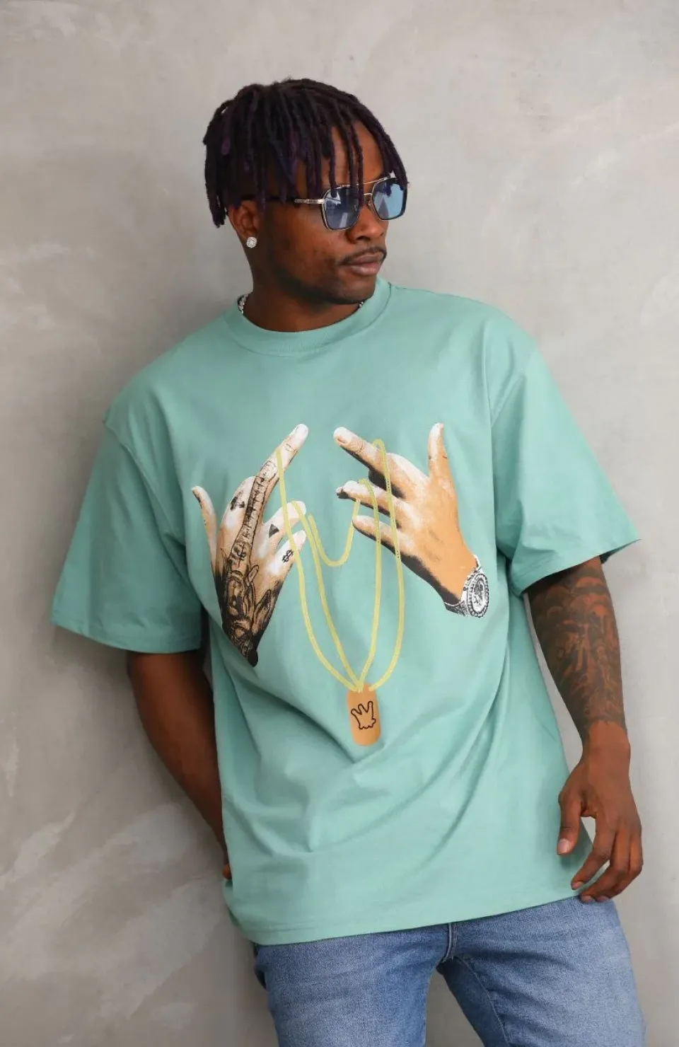 Unisex Baskılı Oversize T-Shirt - Mint Yeşili Somersan Giyim | Kadın, Erkek ve Çocuk Moda