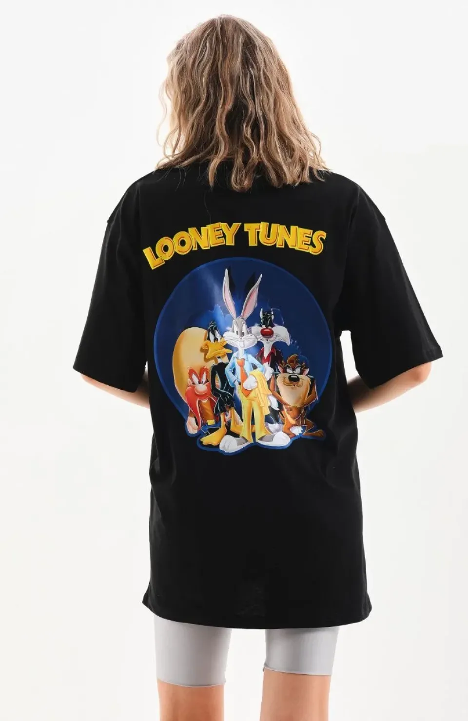 Unisex Baskılı Oversize T-Shirt - Siyah