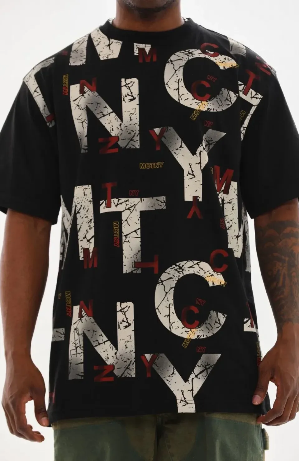 Unisex Baskılı Oversize T-Shirt - Siyah