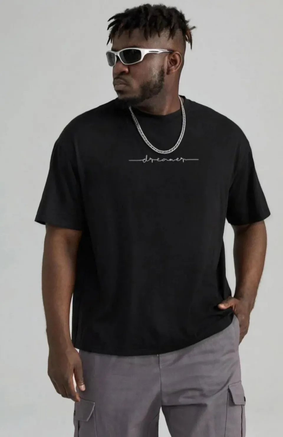 Unisex Baskılı Oversize T-Shirt - Siyah