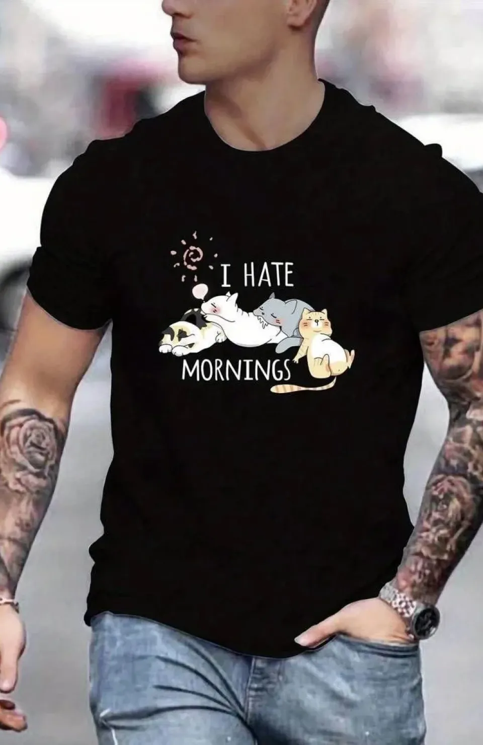 Unisex Baskılı Oversize T-Shirt - Siyah