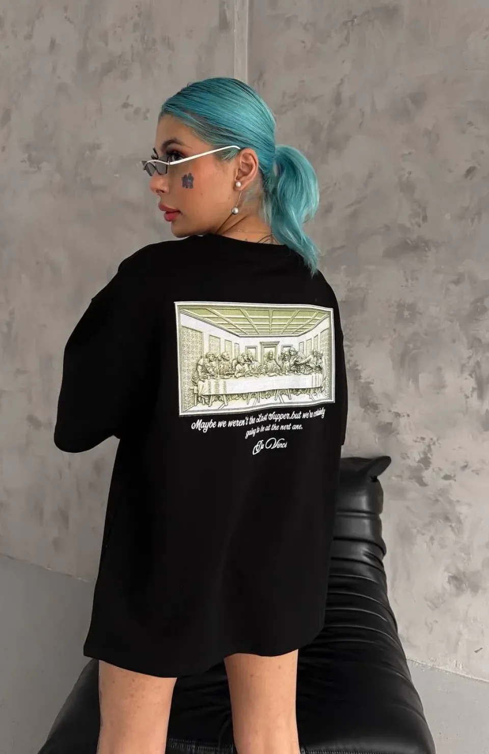 Unisex Baskılı Oversize T-Shirt - Siyah Somersan Giyim | Kadın, Erkek ve Çocuk Moda