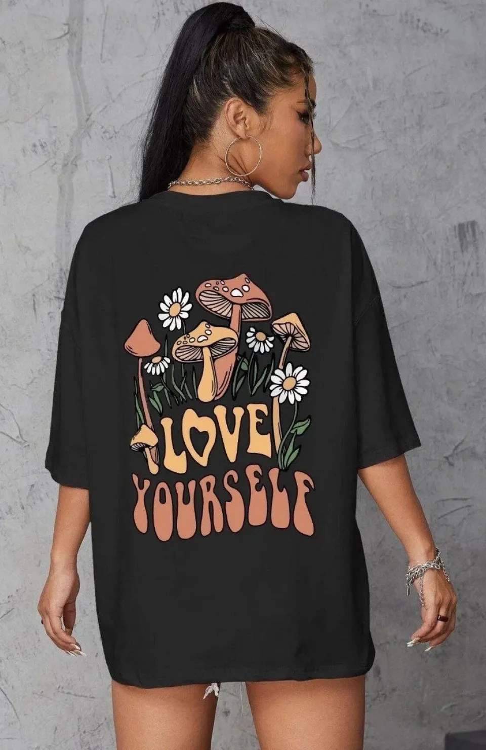 Unisex Baskılı Oversize T-Shirt - Siyah Somersan Giyim | Kadın, Erkek ve Çocuk Moda