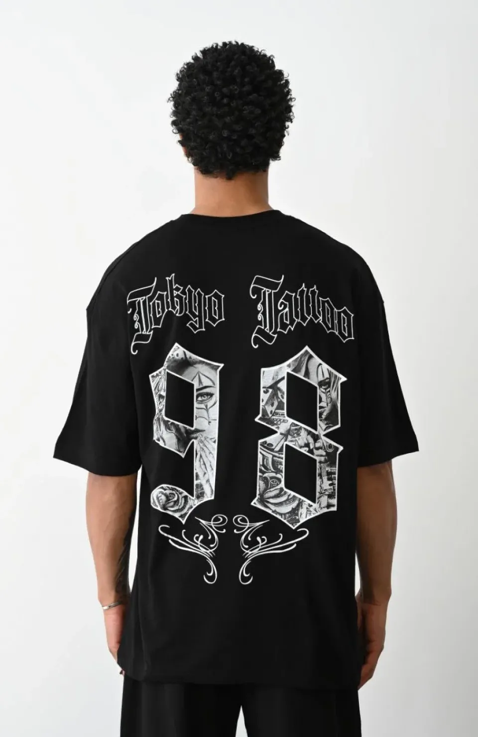 Unisex Baskılı Oversize T-Shirt - Siyah Somersan Giyim | Kadın, Erkek ve Çocuk Moda