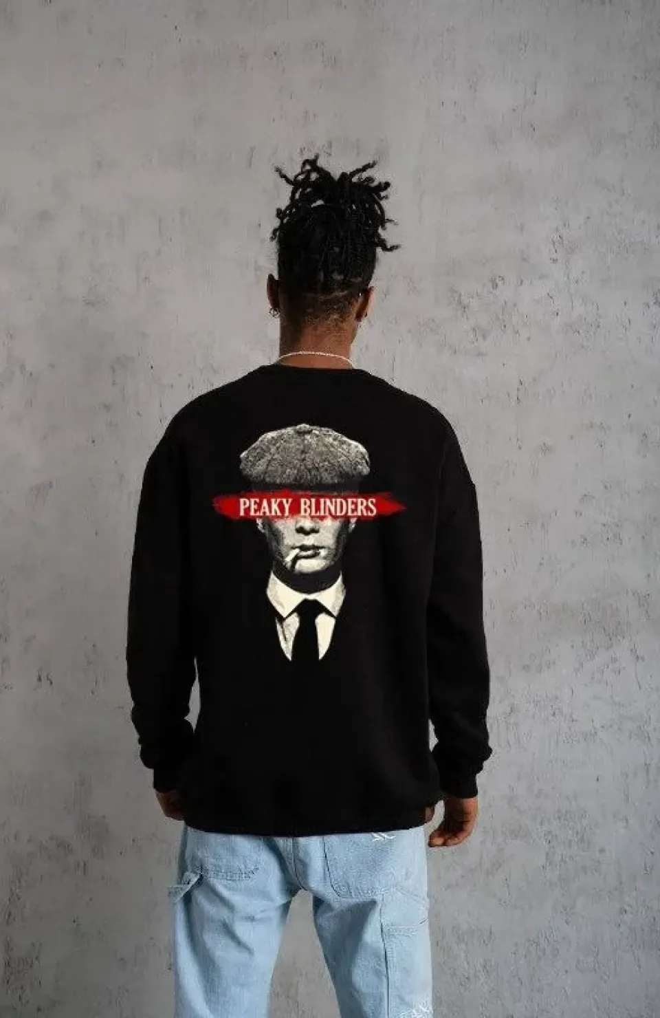 Unisex Bisiklet Yaka Baskılı Oversize Sweatshirt - Siyah Somersan Giyim | Kadın, Erkek ve Çocuk Moda