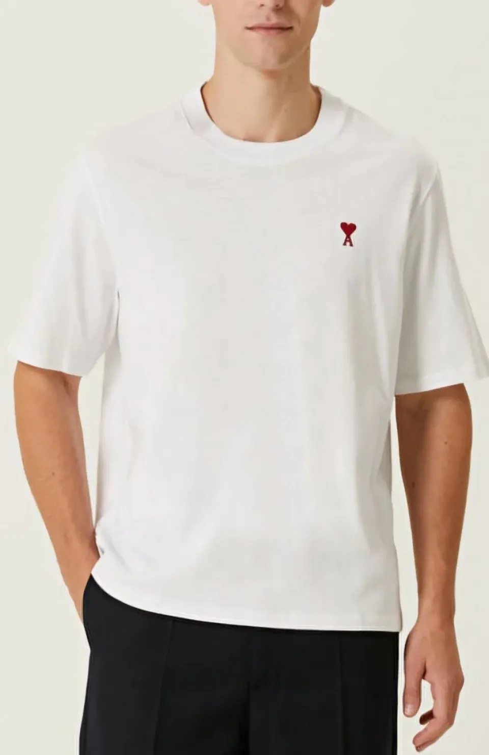 Unisex Bisiklet Yaka Baskılı Oversize T-Shirt - Beyaz