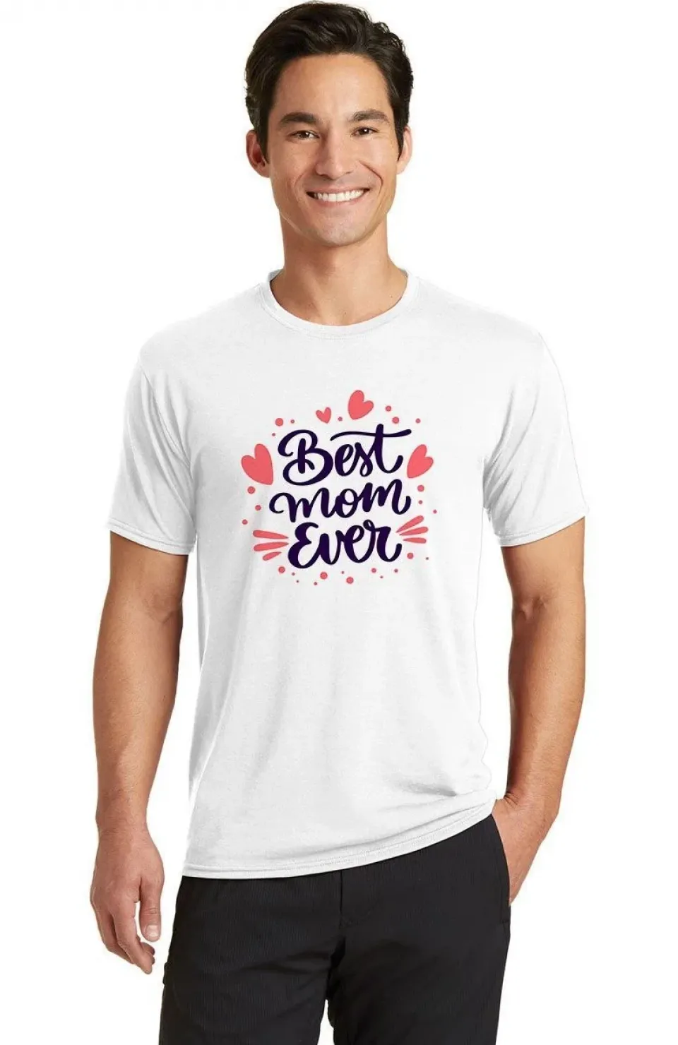 Unisex Bisiklet Yaka Baskılı Oversize T-Shirt - Beyaz