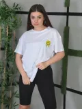 Unisex Bisiklet Yaka Baskılı Oversize T-Shirt - Beyaz Somersan Giyim | Kadın, Erkek ve Çocuk Moda