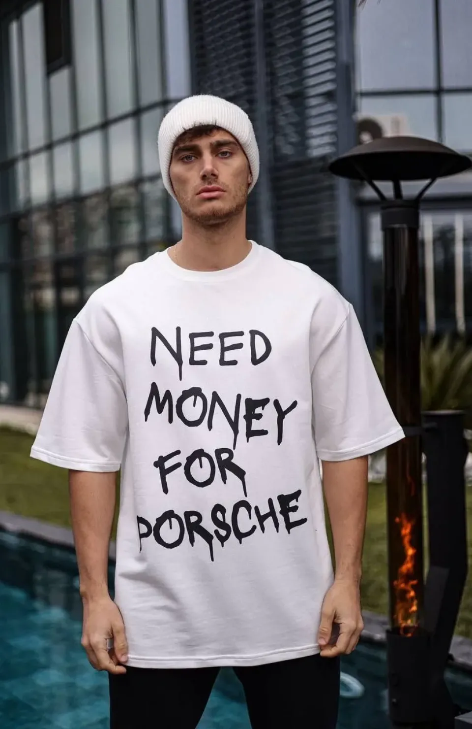 Unisex Bisiklet Yaka Baskılı Oversize T-Shirt - Beyaz Somersan Giyim | Kadın, Erkek ve Çocuk Moda