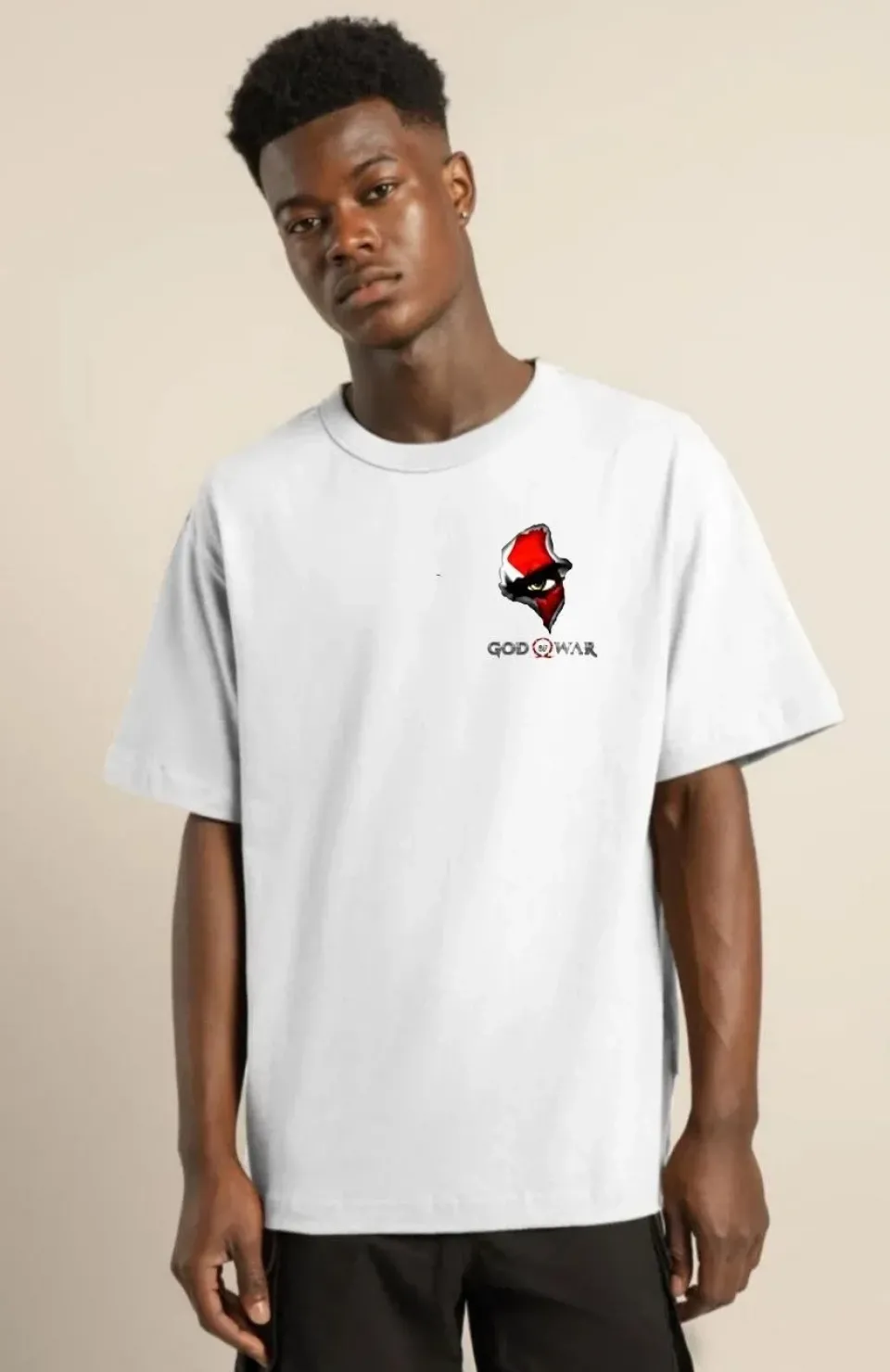 Unisex Bisiklet Yaka Baskılı Oversize T-Shirt - Beyaz Somersan Giyim | Kadın, Erkek ve Çocuk Moda