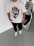 Unisex Bisiklet Yaka Baskılı Oversize T-Shirt - Beyaz Somersan Giyim | Kadın, Erkek ve Çocuk Moda