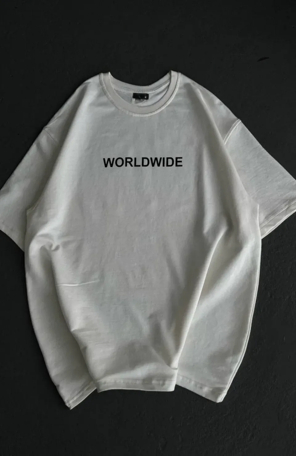 Unisex Bisiklet Yaka Baskılı Oversize T-Shirt - Beyaz Somersan Giyim | Kadın, Erkek ve Çocuk Moda