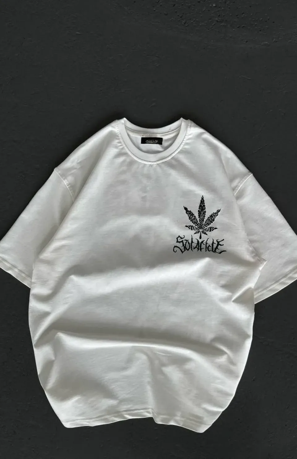 Unisex Bisiklet Yaka Baskılı Oversize T-Shirt - Beyaz Somersan Giyim | Kadın, Erkek ve Çocuk Moda