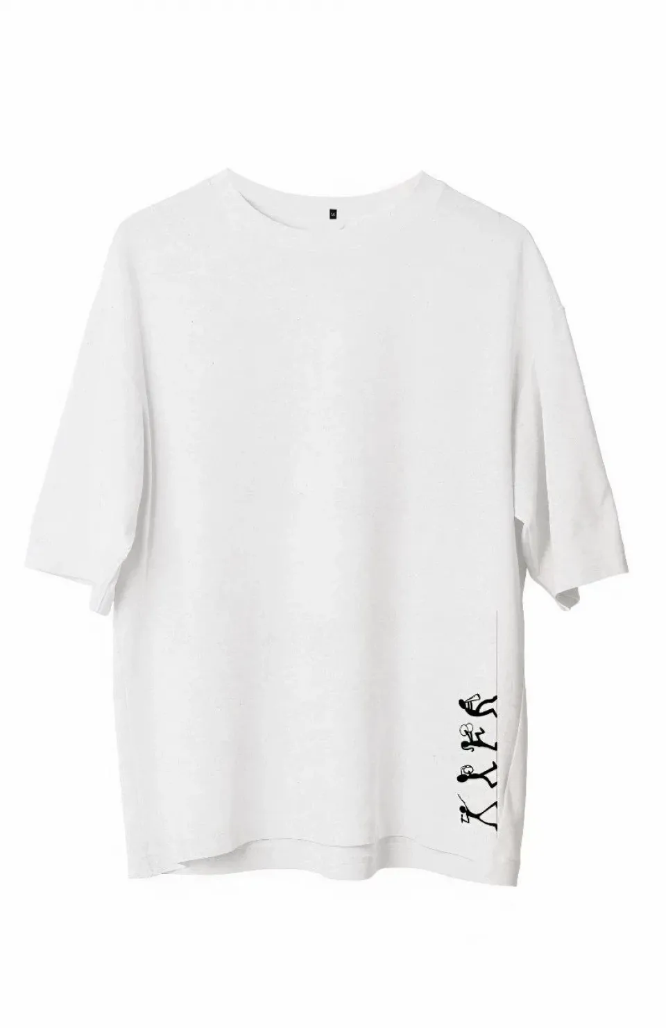 Unisex Bisiklet Yaka Baskılı Oversize T-Shirt - Beyaz Somersan Giyim | Kadın, Erkek ve Çocuk Moda