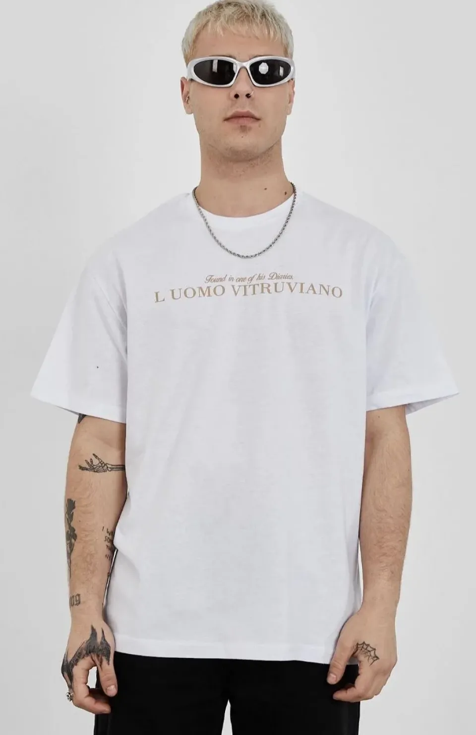 Unisex Bisiklet Yaka Baskılı Oversize T-Shirt - Beyaz Somersan Giyim | Kadın, Erkek ve Çocuk Moda