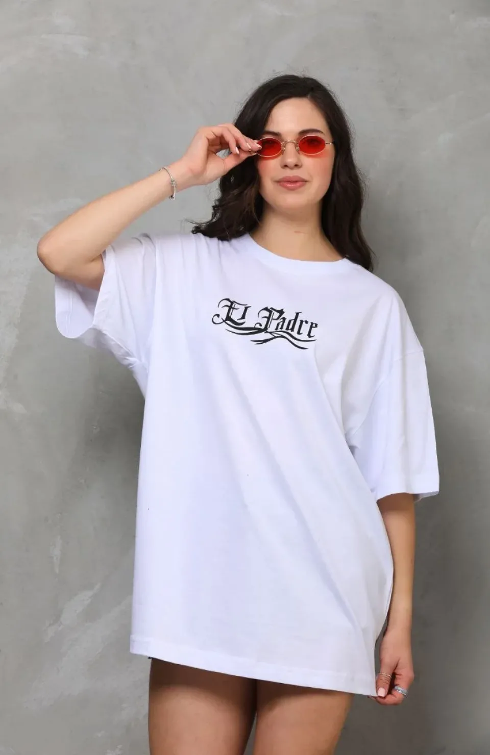 Unisex Bisiklet Yaka Baskılı Oversize T-Shirt - Beyaz Somersan Giyim | Kadın, Erkek ve Çocuk Moda