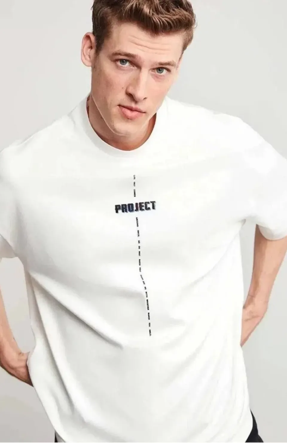 Unisex Bisiklet Yaka Baskılı Oversize T-Shirt - Beyaz Somersan Giyim | Kadın, Erkek ve Çocuk Moda