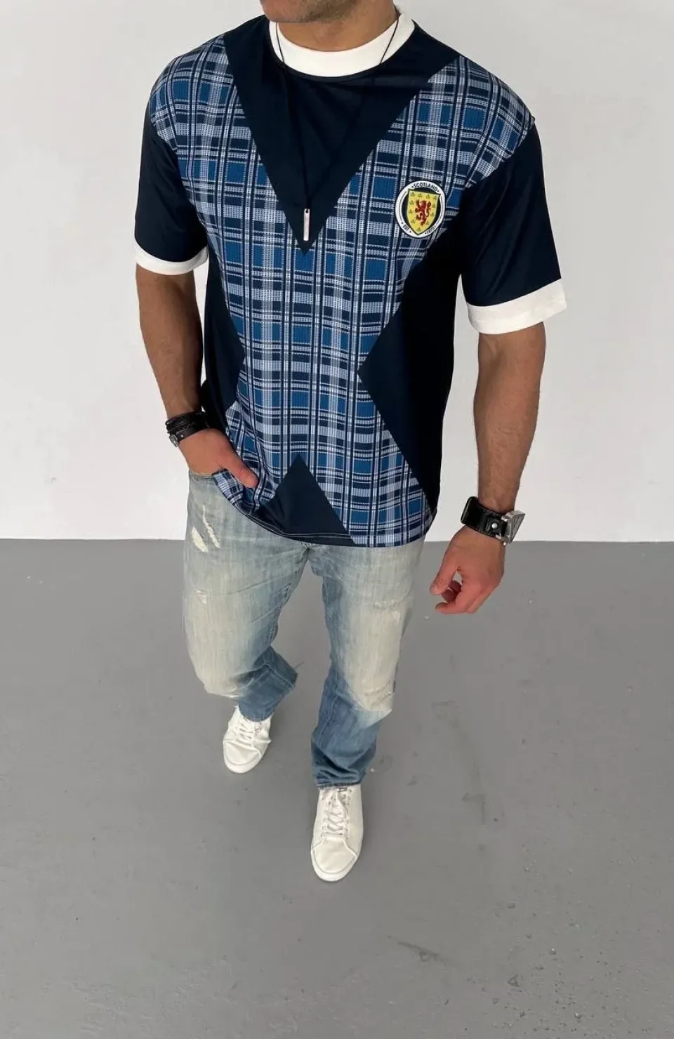 Unisex Bisiklet Yaka Baskılı Oversize T-Shirt - Siyah