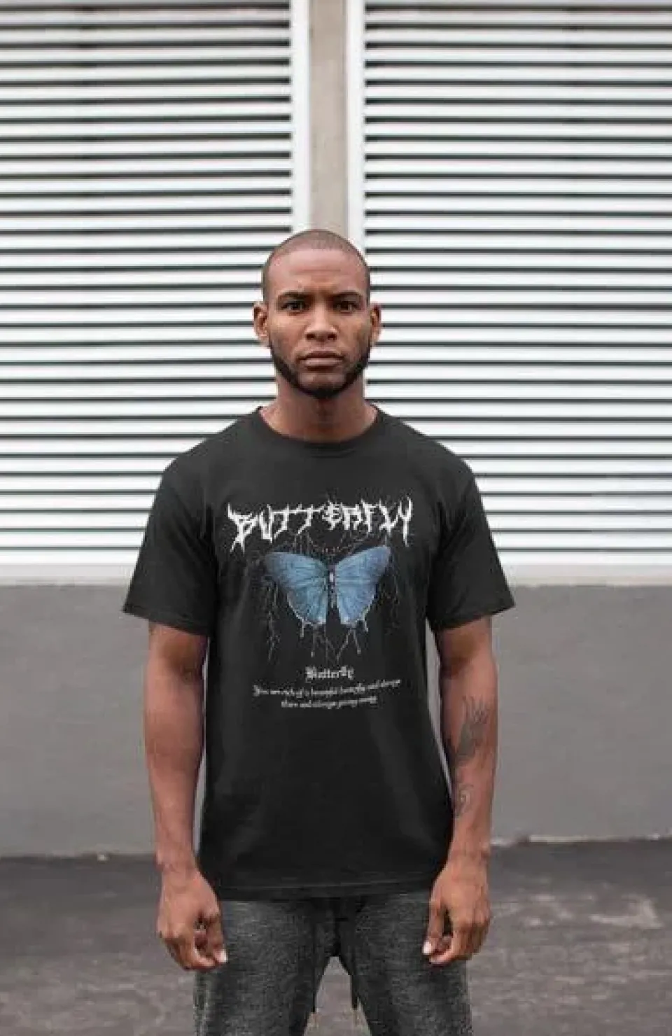 Unisex Bisiklet Yaka Baskılı Oversize T-Shirt - Siyah