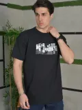 Unisex Bisiklet Yaka Baskılı Oversize T-Shirt - Siyah Somersan Giyim | Kadın, Erkek ve Çocuk Moda