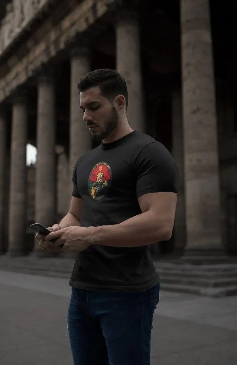 Unisex Bisiklet Yaka Baskılı Oversize T-Shirt - Siyah Somersan Giyim | Kadın, Erkek ve Çocuk Moda