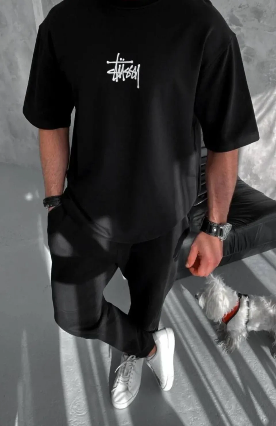 Unisex Bisiklet Yaka Baskılı Oversize T-Shirt - Siyah Somersan Giyim | Kadın, Erkek ve Çocuk Moda