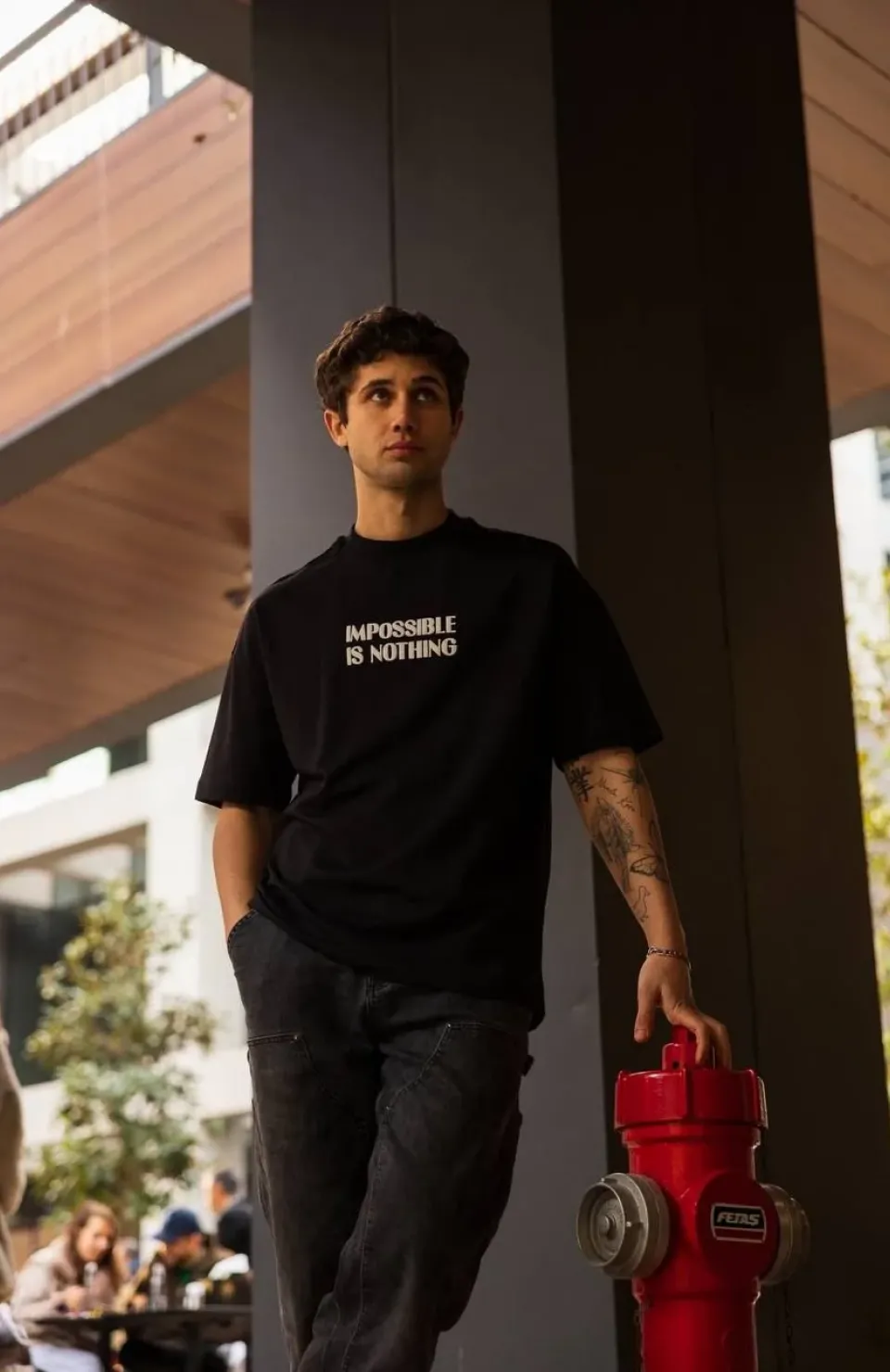 Unisex Bisiklet Yaka Baskılı Oversize T-Shirt - Siyah Somersan Giyim | Kadın, Erkek ve Çocuk Moda