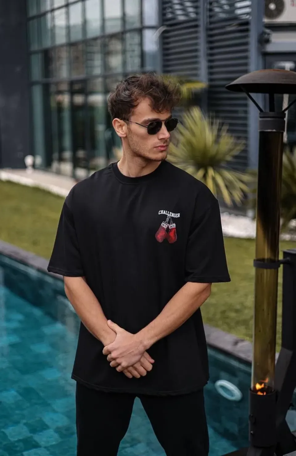 Unisex Bisiklet Yaka Baskılı Oversize T-Shirt - Siyah Somersan Giyim | Kadın, Erkek ve Çocuk Moda