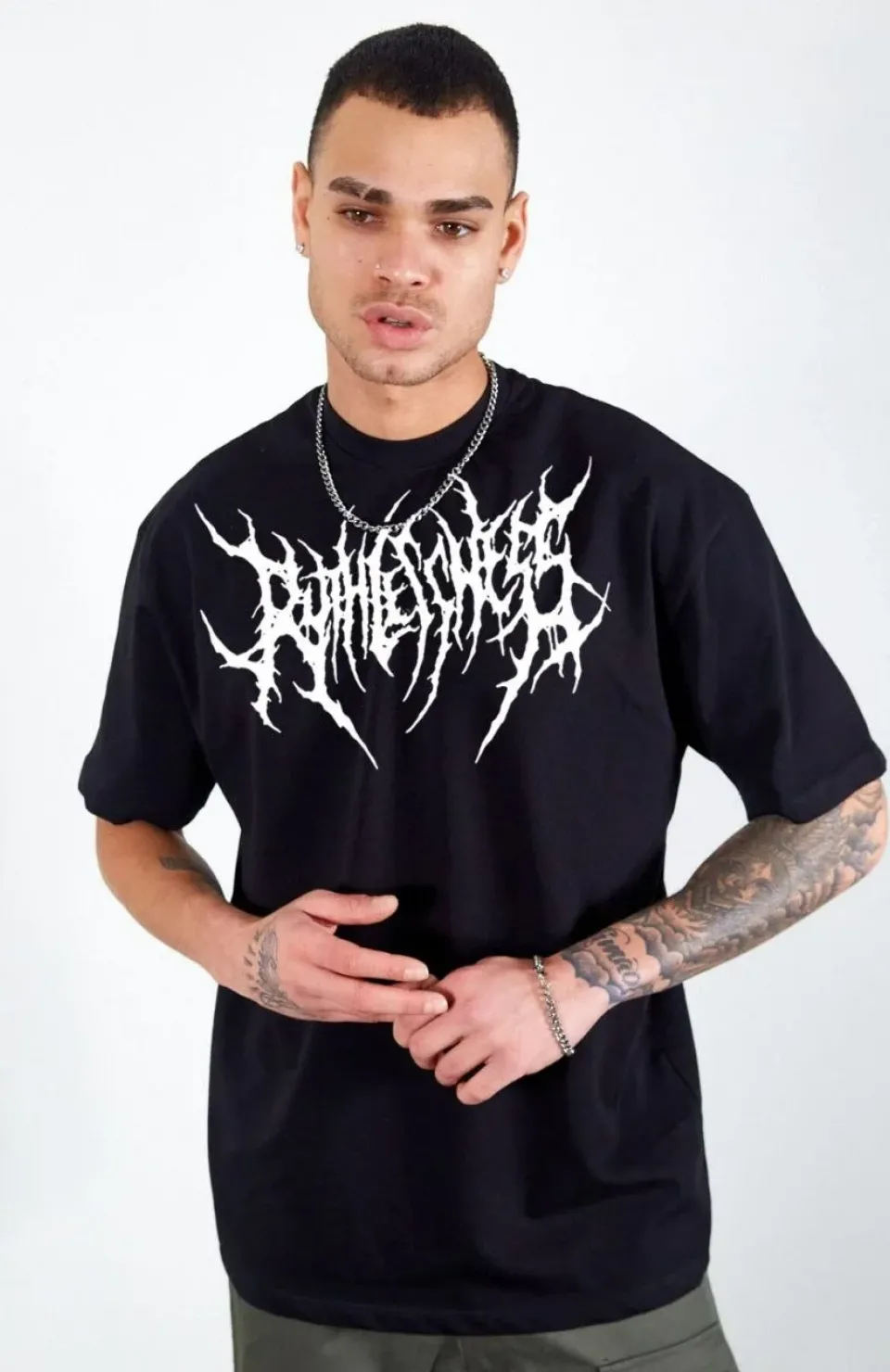 Unisex Bisiklet Yaka Baskılı Oversize T-Shirt - Siyah Somersan Giyim | Kadın, Erkek ve Çocuk Moda