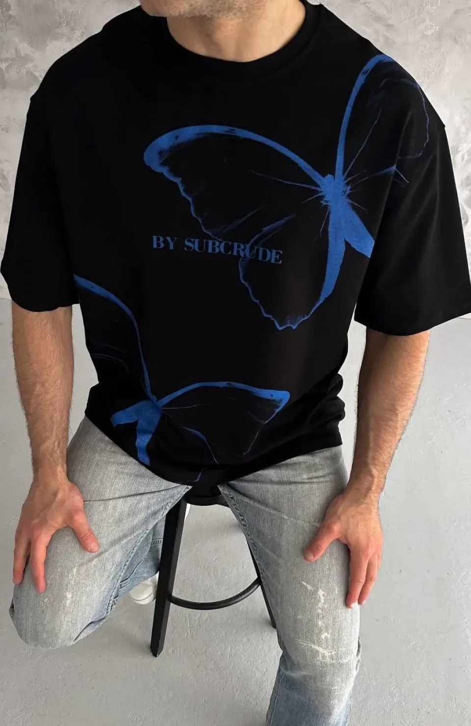 Unisex Bisiklet Yaka Baskılı Oversize T-Shirt - Siyah Somersan Giyim | Kadın, Erkek ve Çocuk Moda