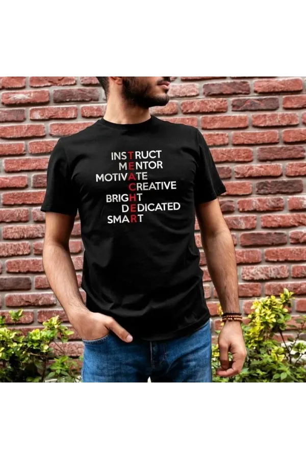 Unisex Bisiklet Yaka Baskılı Oversize T-Shirt - Siyah