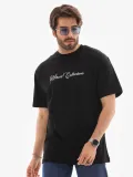 Unisex Bisiklet Yaka Baskılı Oversize T-Shirt - Siyah Somersan Giyim | Kadın, Erkek ve Çocuk Moda
