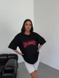 Unisex Bisiklet Yaka Baskılı Oversize T-Shirt - Siyah Somersan Giyim | Kadın, Erkek ve Çocuk Moda