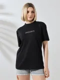 Unisex Bisiklet Yaka Baskılı Slim Fit T-Shirt - Siyah Somersan Giyim | Kadın, Erkek ve Çocuk Moda
