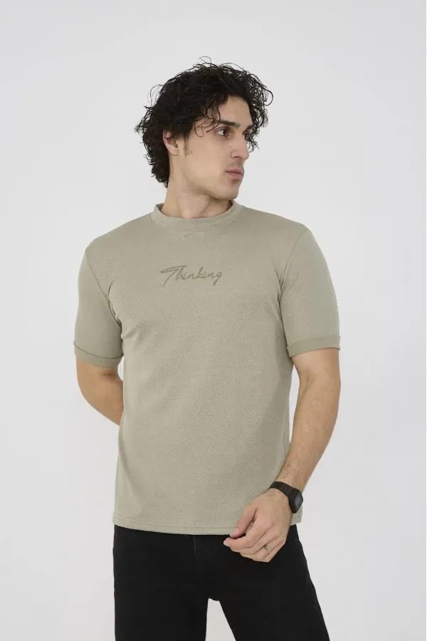 Unisex Bisiklet Yaka Slim fit T-Shirt- Açık Yeşil