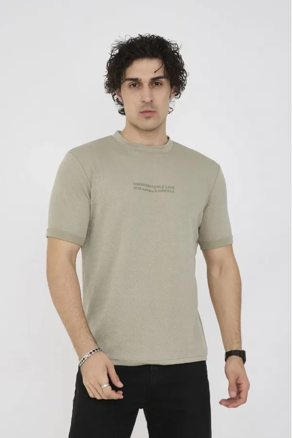 Unisex Bisiklet Yaka Slim fit T-Shirt- Açık Yeşil