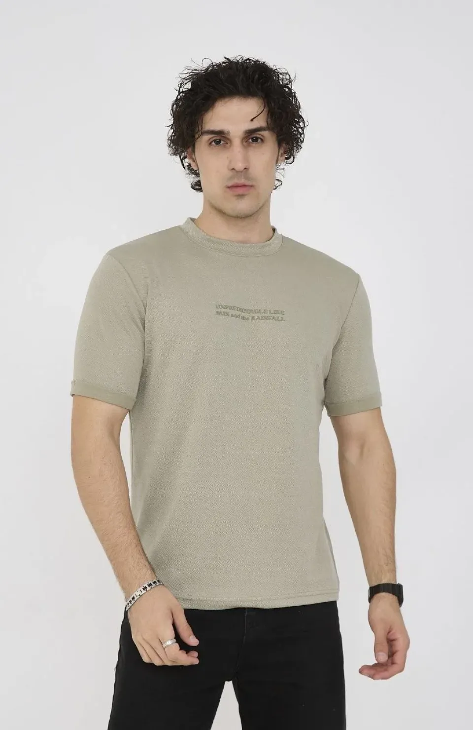 Unisex Bisiklet Yaka Slim fit T-Shirt- Açık Yeşil