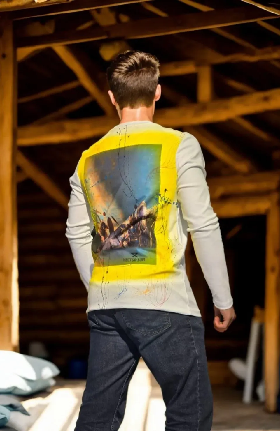 Unisex Bisiklet Yaka Uzun Kollu T-Shirt - Beyaz