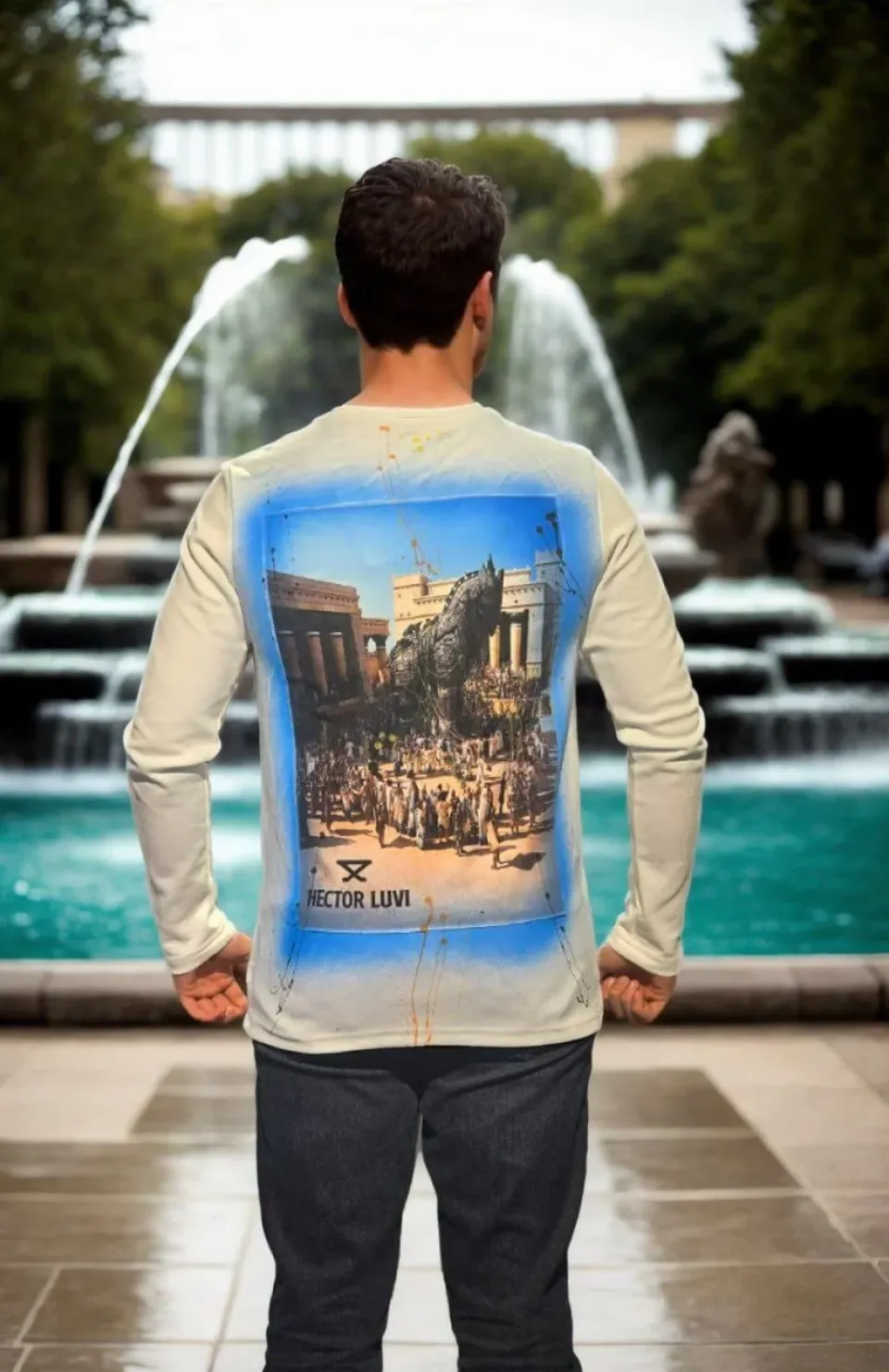 Unisex Bisiklet Yaka Uzun Kollu T-Shirt - Beyaz