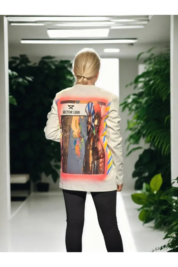 Unisex Bisiklet Yaka Uzun Kollu T-Shirt - Beyaz