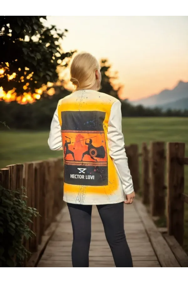 Unisex Bisiklet Yaka Uzun Kollu T-Shirt - Beyaz