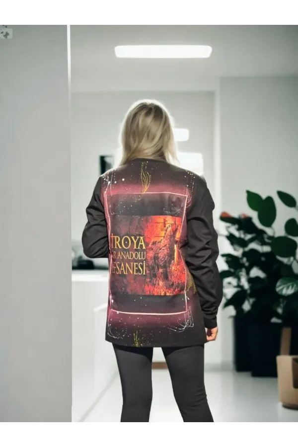 Unisex Bisiklet Yaka Uzun Kollu T-Shirt - Siyah