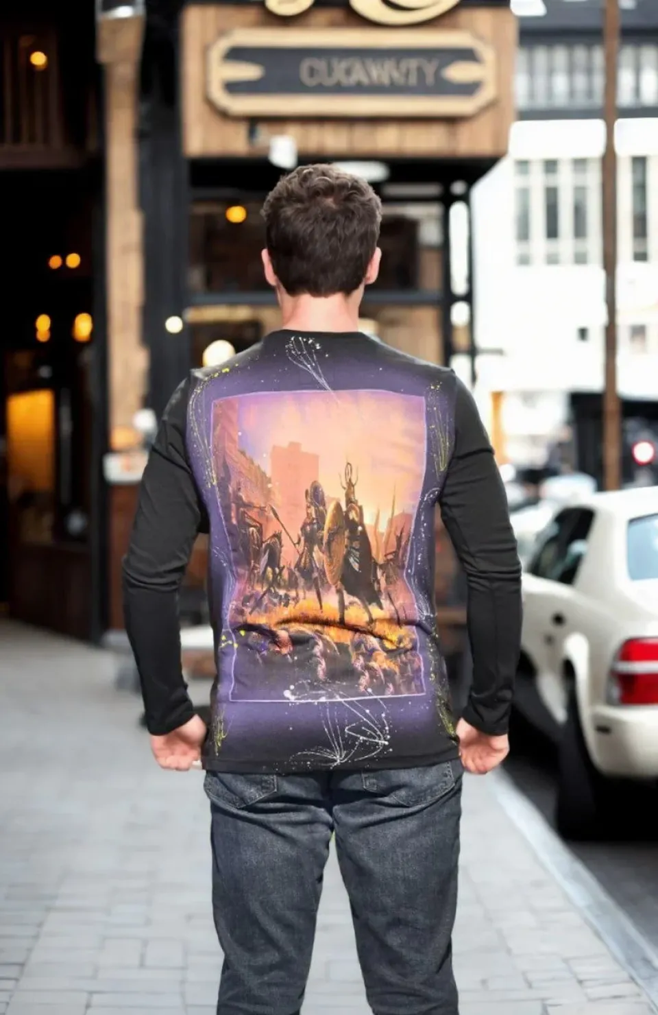 Unisex Bisiklet Yaka Uzun Kollu T-Shirt - Siyah