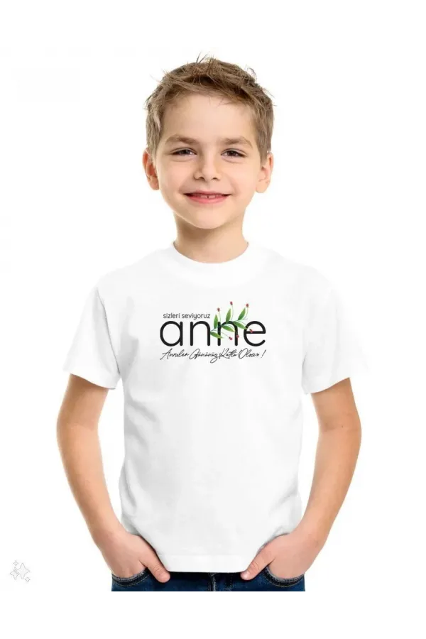 Unisex Çocuk Baskılı T-Shirt - Beyaz