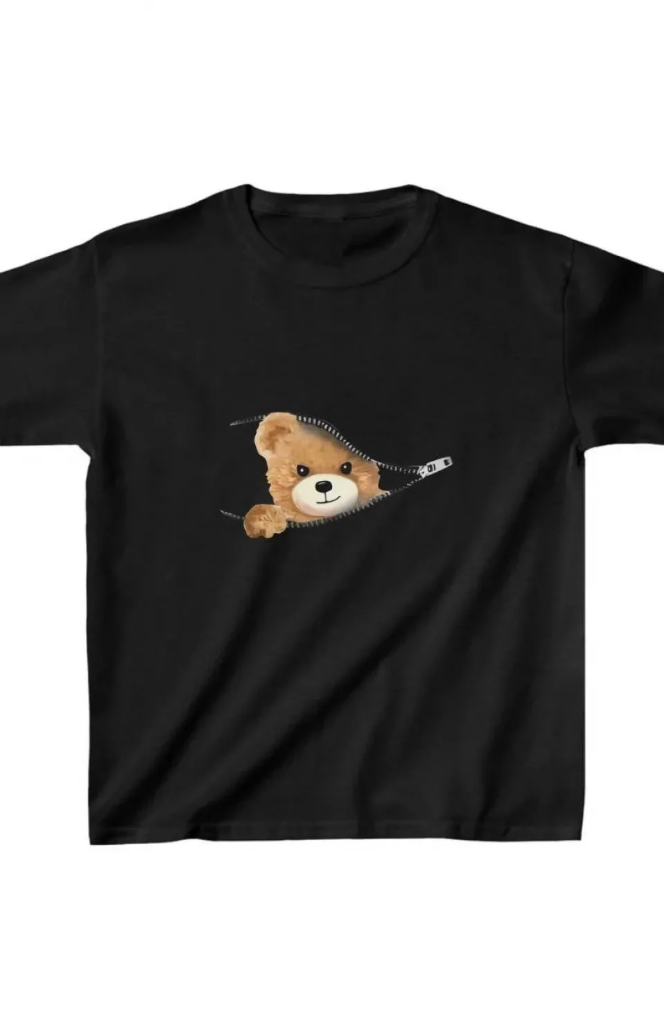 Unisex Çocuk Baskılı T-Shirt - Siyah