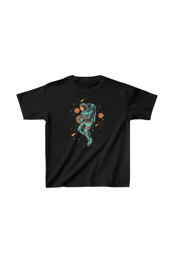 Unisex Çocuk Baskılı T-Shirt - Siyah