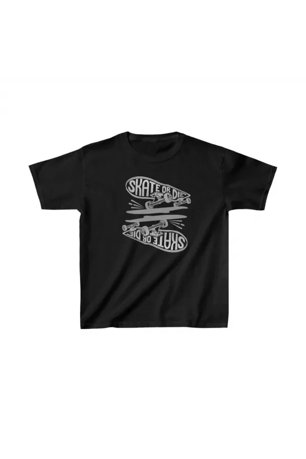 Unisex Çocuk Baskılı T-Shirt - Siyah